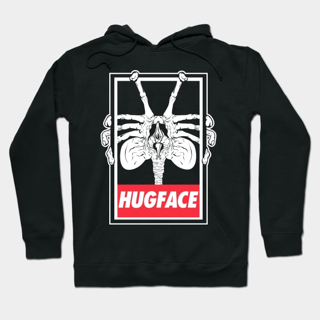 HUGFACE black tee Hoodie by Samtronika